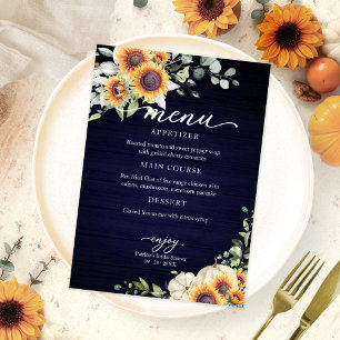 Invitation Menu de la douche de mariée Greenery Sunflowers au