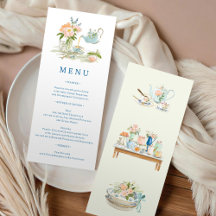 Menu de la fête de thé pour la mariée 