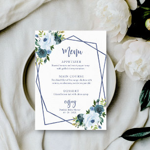 Invitation Menu de la réception de mariage aquarelle florale