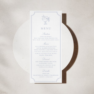 Invitation Menu de mariage à double cadre bleu clair