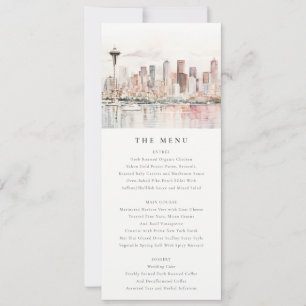 Invitation Menu de mariage à l'aquarelle de Seattle, Washingt