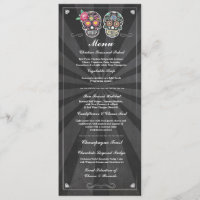 Menu de mariage à tableau noir Crânes de Sucre