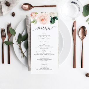 Invitation Menu de mariage Blushing Blooms ou Menu de Baby Sh