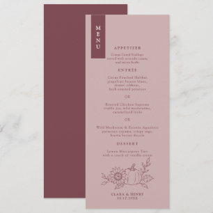 Invitation Menu de mariage citrouille longueur thé poussiéreu