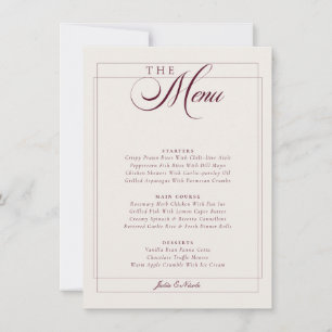 Invitation Menu de mariage classique calligraphié en ivoire d