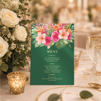 Invitation Menu de mariage floral tropical coloré