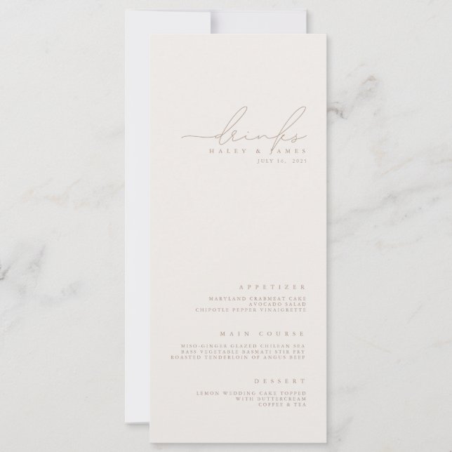 Invitation Menu de mariage ivoire élégant et minimaliste simp (Devant)