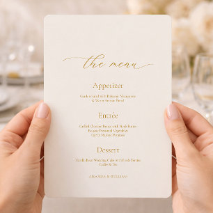 Invitation Menu de mariage minimal en ivoire avec en-tête cal