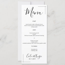 Invitation Menu de mariage minimaliste avec bordure croisée