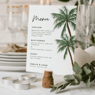 Invitation Menu de mariage minimaliste avec palmiers