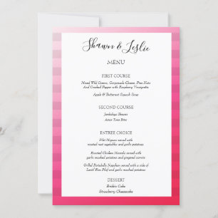 Invitation Menu de mariage moderne aux rayures roses