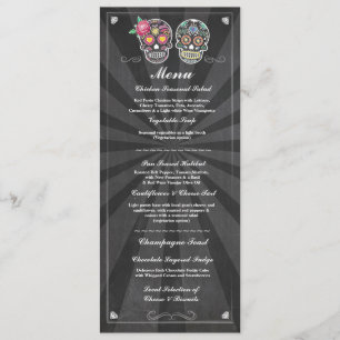 Invitation Menu de mariage sur tableau noir Crânes de Sucre