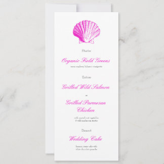 Invitation Menu de réception de mariage coquillage rose fusci