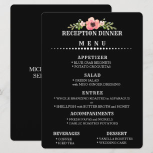 Invitation MENU DE RÉCEPTION DE MARIAGE personnalisable