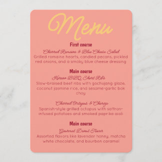 Invitation Menu des boissons et de la nourriture Rétro Crépus