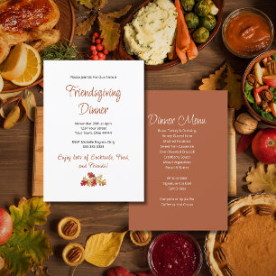 Invitation Menu Dîner Amical Soir Élégant Thanksgiving