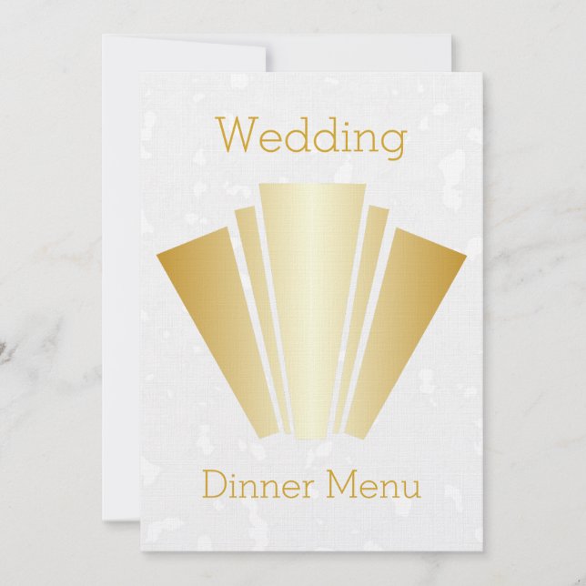 Invitation Menu Dîner mariage Gold Art Deco (Devant)
