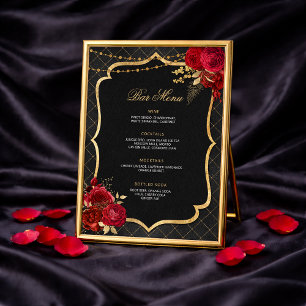 Invitation Menu du bar Rouge Noir et Or