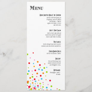 Invitation Menu du dîner de célébration avec confettis