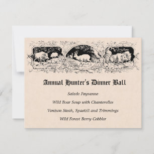 Invitation Menu du dîner de jeu de balle de chasseur à l'anci