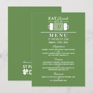 Invitation Menu du jour de la Saint-Patrick en irlandais Sham