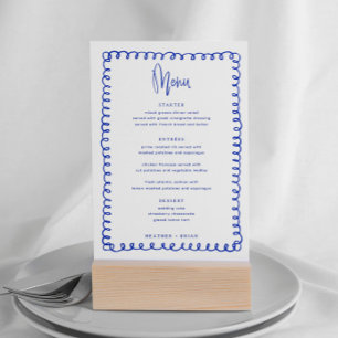 Invitation Menu du Mariage numérique français Blue Wave