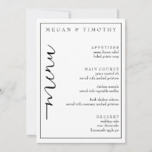 Menu élégant pour Mariage