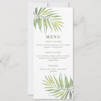 Invitation Menu Feuille de palme d'aquarelle COCO