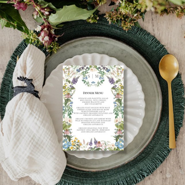 Invitation Menu fleur sauvage Floral Meadow Spring Wedding Me (Créateur téléchargé)