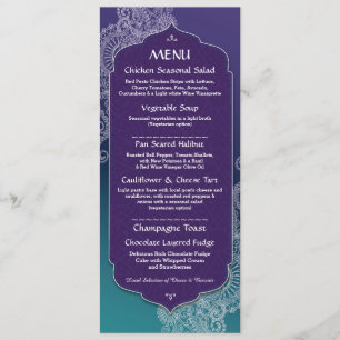 Invitation Menu Henna Style Bijoux Réception de mariage