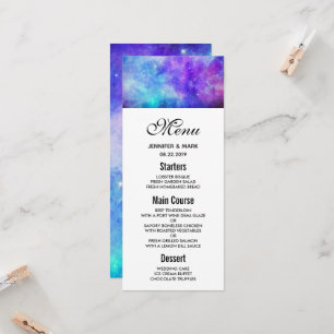 Invitation Menu Mariage Abstrait de l'espace de galaxie viole