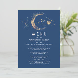 Invitation Menu Mariage de la Lune de nuit étoilée céleste