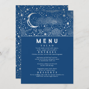 Invitation Menu Mariage de la Lune de nuit étoilée céleste