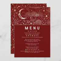 Menu Mariage de la Lune de nuit étoilée céleste