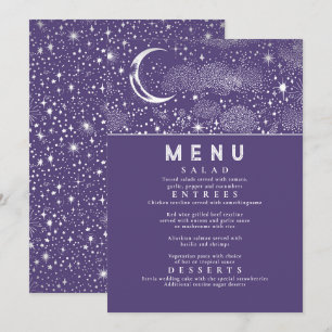 Invitation Menu Mariage de la Lune de nuit étoilée céleste