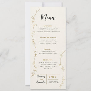 Invitation Menu Mariage Feuille  d'images peint à la main