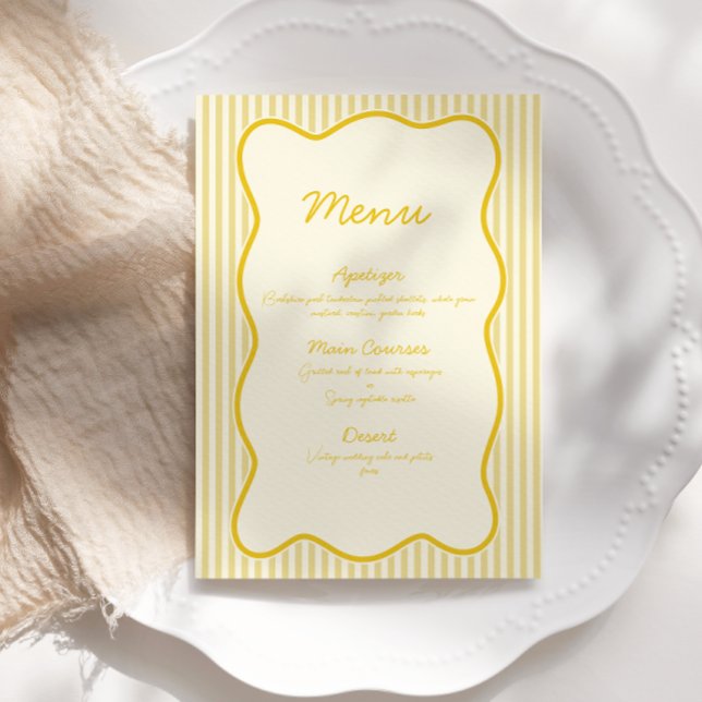 Invitation Menu Mariage Jaune au beurre moderne (Créateur téléchargé)