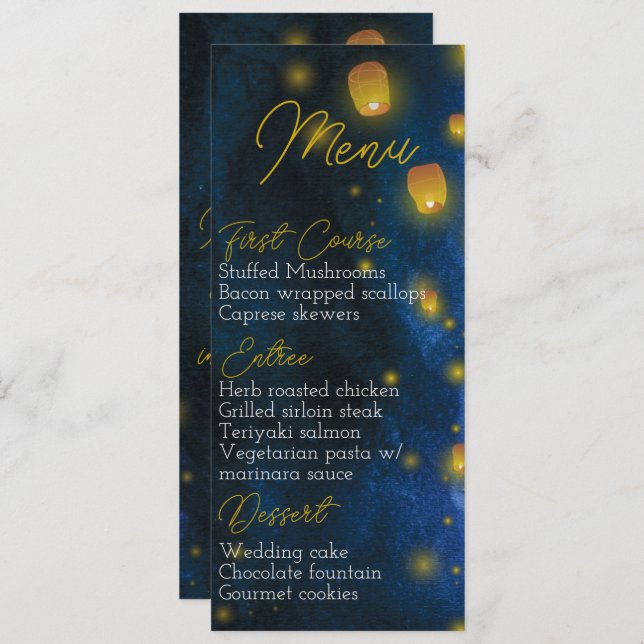 Invitation Menu Mariage Magic Lantern (Devant / Derrière)