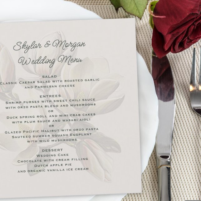 Invitation Menu mariage Modèle Magnolia Fleurs du Sud (Créateur téléchargé)