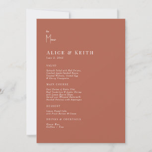 Invitation Menu Mariage moderne cannelle
