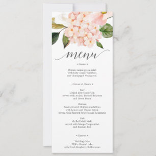 Invitation Menu Mariage ou menu Fête des mariées Blush Hydran