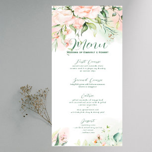 Invitation Menu mariage pastel rose roses