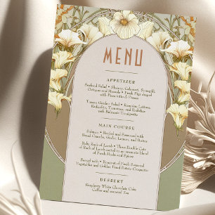 Invitation Menu Mariage Vintage Art Nouveau par Mucha Invitat