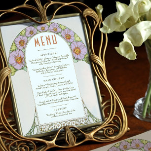 Invitation Menu Mariage Vintage Art Nouveau par Mucha Invitat