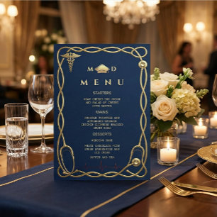 Invitation Menu Médical Luxueux Navy & Or pour la Remise des