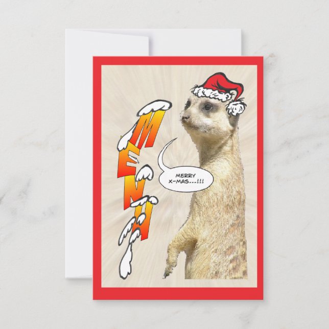 Invitation Menu Meerkat de Noël Furry (Devant)