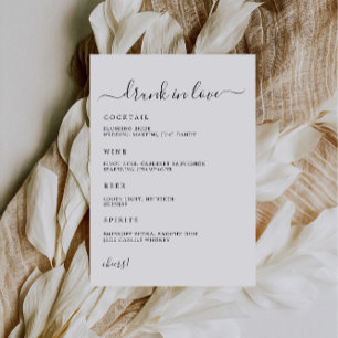 Invitation Menu Mini-Barre Mariage Signer En Amour,