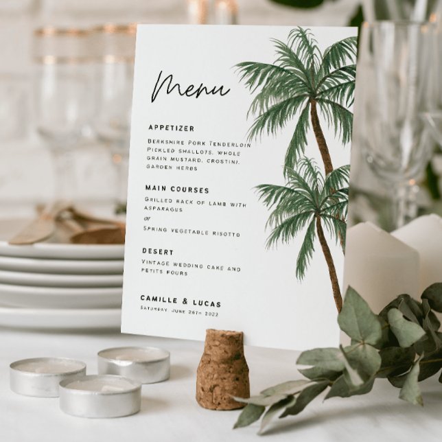 Invitation Menu minimaliste des palmiers mariage (Créateur téléchargé)