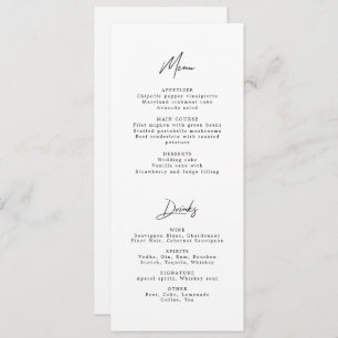 Invitation Menu minimaliste moderne Mariage noir et blanc