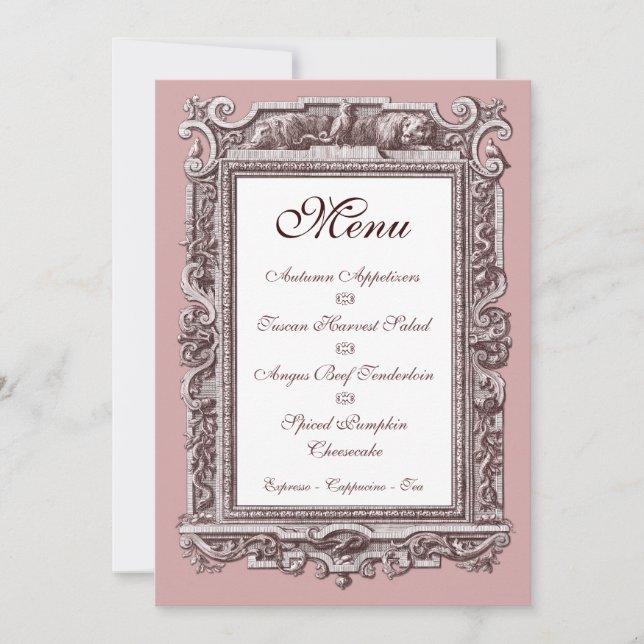 Invitation Menu officiel baroque du dîner du 25e anniversaire (Devant)